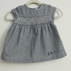 Gymboree Baby Dress 0–3 Months Blue & White Striped Smocked Sailboat Dress